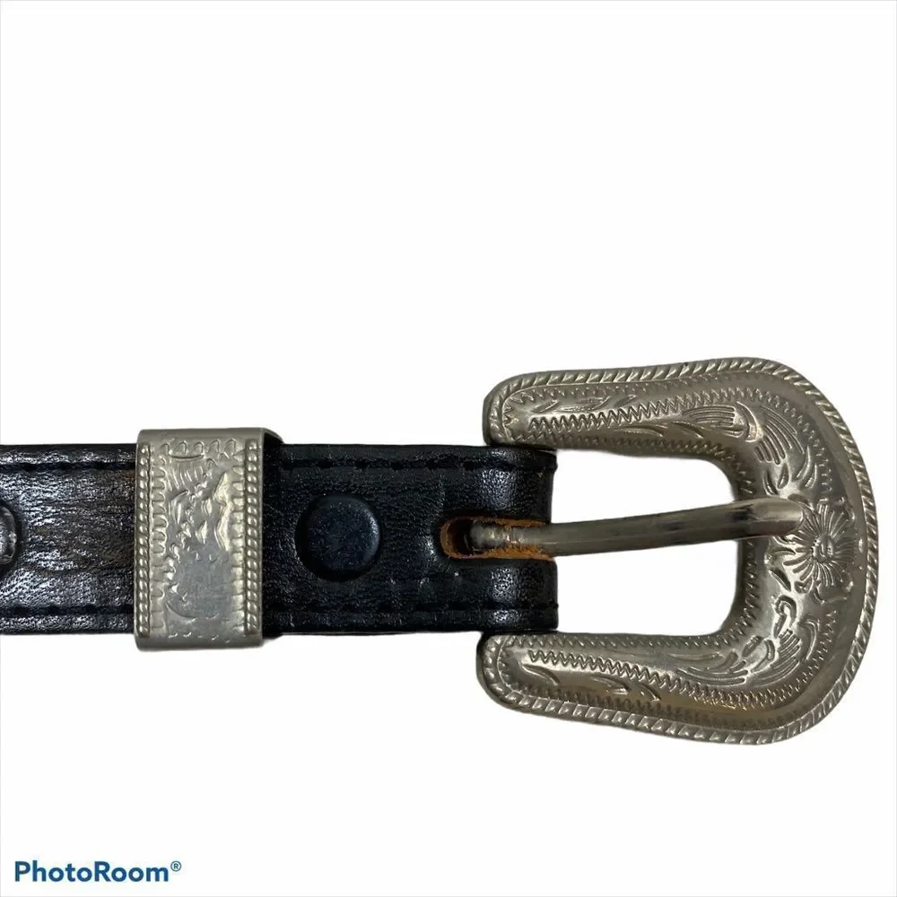 NWOT Brushy Creek Serape Black Leather Belt 28‎